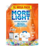 More Light Extra Power Liquid Detergent 5 Litre Pouch with Enzymatic Action Removes Tough Stain | Laundry Liquid Detergent with Refreshing Fragrance for Bucket Wash, Top Load & Front Load Machines