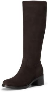 Athlefit Knee High Boots Women Round Toe Fall Boots Chocolate Suede 8
