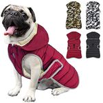 Etechydra Winter Dog Jacket with Removable Hat, Dog Coat Waterproof Reflective Dog Coat Warm Hoodie Fleece Puppy Coat, Jackets for Small Medium Dogs, Red Christmas Dog Coat Xmas Jacket, S