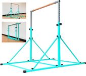 MARFULA Adjustable Gymnastic Bar 6 Ft Base Kip Bar Gymnastics Horizontal Bar Gymnastics Training Bar Equipment for Kids and Gymnast Exercise Home and Gym Club Use, Teal (New Style - 6Ft Base)