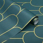 Rylan Stripe Peel and Stick Wallpaper Modern Black Contact Paper Geometric Black and Gold Removable Paper Self Adhesive Wallpaper Decorative for Wall Countertop Bedroom Vinyl Film (Green 45 * 300)