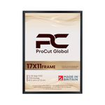 Procut Global Classic 17x11 Photo Frame Black - Handmade Frame with Safe Perspex Front & Wall Hooks - Premium Synthetic Wood - Picture Frame UK