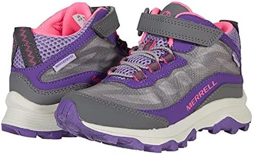 Merrell Moab Speed Mid Alternative Closure Waterproof Hiking Boot, Grey/Pink/Purple, 6.5 US Unisex Big Kid