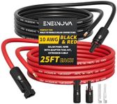 25 Feet 10AWG Solar Cable with Female and Male Connector with Extra Free Pair of Connectors, Solar Panel Extension Cable 10 awg Solar Wire (25FT Red + 25FT Black)