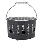 Barbecue Grill Charcoal Stove, Portable Korean BBQ Stove, Mini Portable Food Charcoal Barbecue Stove, Round Aluminum Alloy Hibachi Grill Charcoal Stove Household Barbecue Tool for Tea Making(S)