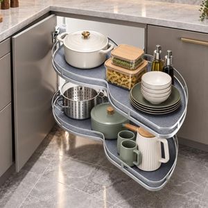 Cedvorae Blind Corner Cabinet Pull Out, 2-Tier Swing Tray Organizer
