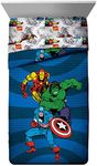 Marvel Avengers Good Guys Twin/Full Comforter - Super Soft Kids Reversible Bedding features Iron Man, Hulk, Captain America, and Spiderman - Fade Resistant Polyester (Official Marvel Product)