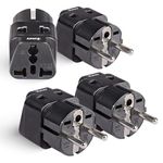 OREI India Travel Adapter Europe (Schuko) Plug - Type E/F Universal Adapter for Europe - 2 in 1 - Perfect for Laptop, Camera, Chargers - CE - RoHS - 4 Pack - Black - 5 Years Warranty