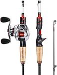 Sougayilang Fishing Rod and Reel Combo, Baitcasting Combo, 30-Ton Carbon Blank Rods, Cork and EVA Handle-5.9ft with Left Handle Reel