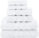 American Soft Linen Luxury 6 Piece Towel Set, 2 Bath Towels 2 Hand Towel 2 Washcloths, 600 GSM 100% Cotton Turkish Towels for Bathroom, White Towel Sets