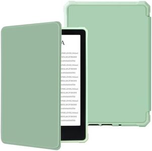 FUWANG Case for Kindle Paperwhite 6.8" (11th Generation 2021 Release) and Kindle Paperwhite Signature Edition - Ultra Lightweight PU Leather Folio Cover with Auto Wake/Sleep (11th 2021), Agave Green