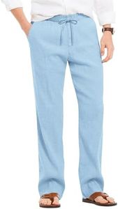 COOFANDY Mens Casual Linen Cotton Yoga Trousers Lightweight Lounge Pajama Pants