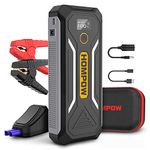 Jump Starter, HOMPOW 3000A Peak Car Battery Jump Starter(Up to 10L Gas/8L Diesel Engine) with Smart LCD Screen, Jump Box with LED Light, USB QC 3.0, Type-C