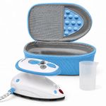 The Quilted Bear Premium Mini Steam Iron - Travel Iron Steam Mini for Effortless Quilting, Crafting, and Wrinkle-Free Clothing - Holiday & Travel Essentials with Hardshell Case & Rest (Blue)