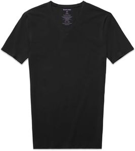 Tommy John Men's Cool Cotton 2.0 High V Neck T Shirt, Stay Tuck Design, Soft Stretch Fabric Cotton, Comfortable Fit Premium Men's T-Shirt, Short Sleeve Undershirts for Mens, Black, X-Large