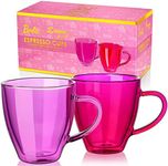 Barbie x Dragon Glassware Espresso Cups, Barbie Dreamhouse Collection, Pink and Magenta Glasses, Double Wall Insulated Coffee Cups, Keeps Beverages Hot or Cold Longer, 6 oz Capacity, Set of 2