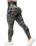 VOYJOY Seamless Leggings for Women High Waist Yoga Pants, Scrunch Butt Lifting Elastic Tights, Black Gray, X-Large