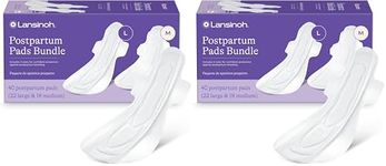 Lansinoh Postpartum Maxi Pads Bundle, 40 Count, Heavy Absorbency Overnight Pads with Wings, Includes 2 Sizes for Extra Protection, Postpartum Essentials (Pack of 2)