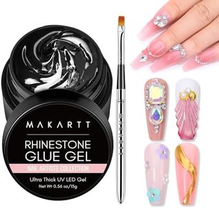 Makartt Nail Rhinestone Glue Gel with Brush Pen Set, 15ml Clear Nail Gem Glue Gel Wipe-Off Super Strong Adhesive Nail Art Glue Gel for Nail Decorations 3D Stones Charms Flowers(Nail Lamp Needed)