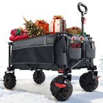 TIMBER RIDGE Festival Trolley on Wheels with Brakes, 200L Folding Camping Trolley Cart with Adjustable Handle & Cover Bag, 100kg Heavy Duty Cart Wagon for Shopping Outdoor Garden Picnic