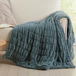 Springtree Home Luxury Micro Plush Throw Blanket | Thick Faux Fur | Ocean