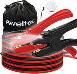 AWELTEC Jumper Cables with LED Light - 6 Gauge 16 Feet Battery Heavy Duty Booster Cables (6AWG x 16Ft) with Carrying Bag, Safety Gloves and Iron Brush