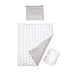 Baby Comfort 3 piece set Duvet Cover Pillowcase and Fitted Sheet for 90x55 cm Bedside Crib (Big Stars)