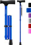 HoneyBull Walking Cane | Single Tip Canes for Men & Women, Foldable, Adjustable, Heavy Duty Up to 250 Pounds, Walking Canes for Seniors (Blue)