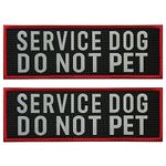 FITZNORA 2 Pcs Reflective Service Dog Do Not Pet Patch Set with Hook and Loop Fastener, Embroidered Border with Printed Letters Patch for Dog Vest Harness Collar (6 x 2 inches)