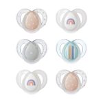 Tommee Tippee Nighttime Soother, 6-18 Months, 6 Pack of Glow in the Dark soothers with Symmetrical Silicone baglet