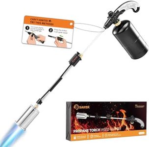 Saker Propane Torch Weed Burner – 45,000 BTU Flame Thrower with 30" Curved Handle, Comfort Grip, Heavy Duty Propane Torch for Weed Control, Ice Melting, Snow Removal (Propane Tank Not Included)