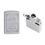 Combo of Zippo Serenity Prayer Windproof Pocket Lighter and Single Torch Butane Insert