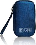 Electronic Organizer Bag Cable Organizer Travel Cord Organizer Case Pouch Portable Carrying Case for Charger Hard Drive Earphone USB SD Card (Navy)