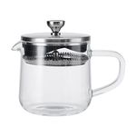 La Cafetière Loose Leaf 2-Cup/550ml Teapot with Lid, Heat-Resistant Glass Tea Infuser with Built-in Stainless Steel Filter for Tea Leaves and Ground Coffee Infusions