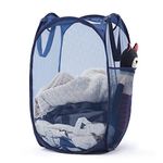 Mesh Pop Up Laundry Hamper w/ Durable Handles - Collapsible Dirty Clothes Basket for College Dorm Door Hanging and Bathroom, Portable & Easy to Open in Travel