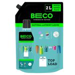 Beco Matic-Top Load Natural Laundry Liquid Detergent| 2 Litre Super Value Refill | Natural Formula for Tough Stain Removal & Fabric Care | No Harsh Chemicals | 100% Ecofriendly (2L)