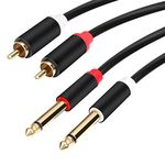 starfa lab 2 x 6.35 mm to 2RCA Cable, Dual 1/4 inch TS Stereo Jack Male to Dual RCA Stereo Audio Interconnect Cable Audio Splitter Adapter (5ft/1.5m, Black)