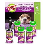 Scotch-Brite Extra Sticky Lint Roller, Works Great on Pet Hair, 5 Rolls (48 Sheets Per Roll, 240 Total Sheets), Purple/White