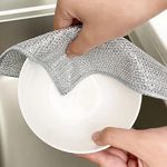 GLUN® Non-Scratch Multipurpose Wire Dishwashing Rags, 8x8 Inch Pack of 10, Dish Cleaning Wet and Dry Use, Scrubs & Cleans for Dishes, Stove Top