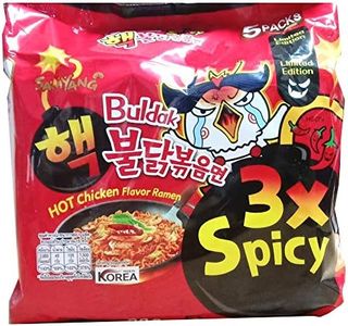 Sam Yang 3X Spicy Buldak Hot Chicken Flavour Instant Korean Noodles - 140Gm*5Pack (5Pack Combo) (Imported), 140 grams