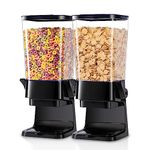 Cereal Dispenser Countertop with lids, 5L Organization and Storage Containers for Kitchen and pantry, Rice Dispenser for Cereal, Beans, Grains, Nuts, Snack,Oatmeal, Dog Food, Bird Seed, Black, 2Pc