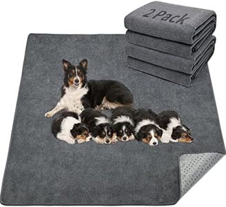 LOOBANI 2 Packs Extra Large Reusable Dog Mat for Floor, Non-Slip Washable Pee Pads for Dogs, Fast Absorbent Pet Whelping Pads, Puppy Playpen Mat for Incontinence, Housebreak, Crate, 36x48in, Gray