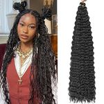 QRHSUKA Ocean Wave Crochet Hair 30 Inch 7 Packs Curly Braiding Hair Deep Wave Crochet Hair for Black Women Bohemian Twist Crochet Braid (30 Inch (Pack of 7), 1B)