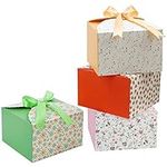 Belle Vous Scalloped Paper Square Gift Boxes with Ribbon (20 Pack) - 14.7 x 14.7 x 9.4cm/5.78 x 5.78 x 3.7 Inches - Small Boxes for DIY Wedding and Party Gifts/Favours, Handmade Soap & Candy