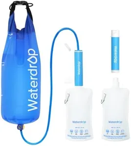Waterdrop Gravity Water Filter Straw, Camping Water Filtration System, Water Purifier Survival for Travel, Backpacking and Emergency Preparedness, 1.5 gal Bag, 5 Stage Filtration, Pack of 2