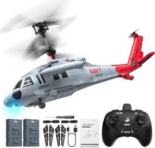 DEERC Black Hawk RC Helicopter, Remote Control Helicopter with Red Scorpion Tail Design, 24 Mins Flight (2 Batteries), Helicopters Toy for Kids, LED Lights, Altitude Hold, Birthday Gift for Boys 8-12