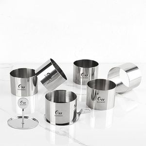 Guowall 8 Pcs 3 inch Cake Ring Molds Seamless Mousse Rings Set Stainless Steel Pastry Cutter for Baking - 6 Rings 1 Pusher and 1 Lifter