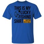 Wheel Spin Addict Men's This is My Lucky Fishing Shirt T-Shirt, Royal, Large