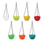 TrustBasket Diamond Hanging Basket Mixed Colours (Set of 5)-Multicolour Hanging Basket,Hanging Flower Basket/Balcony Indoor,Outdoor Hanging