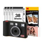 KODAK Mini Shot 2 Era 2x3” Instant Digital Camera & Photo Printer, 38 Sheets, 2-in-1 Portable Print Camera, Bluetooth Smartphone Printer for iOS & Android, 4PASS Dye Sublimation, Black